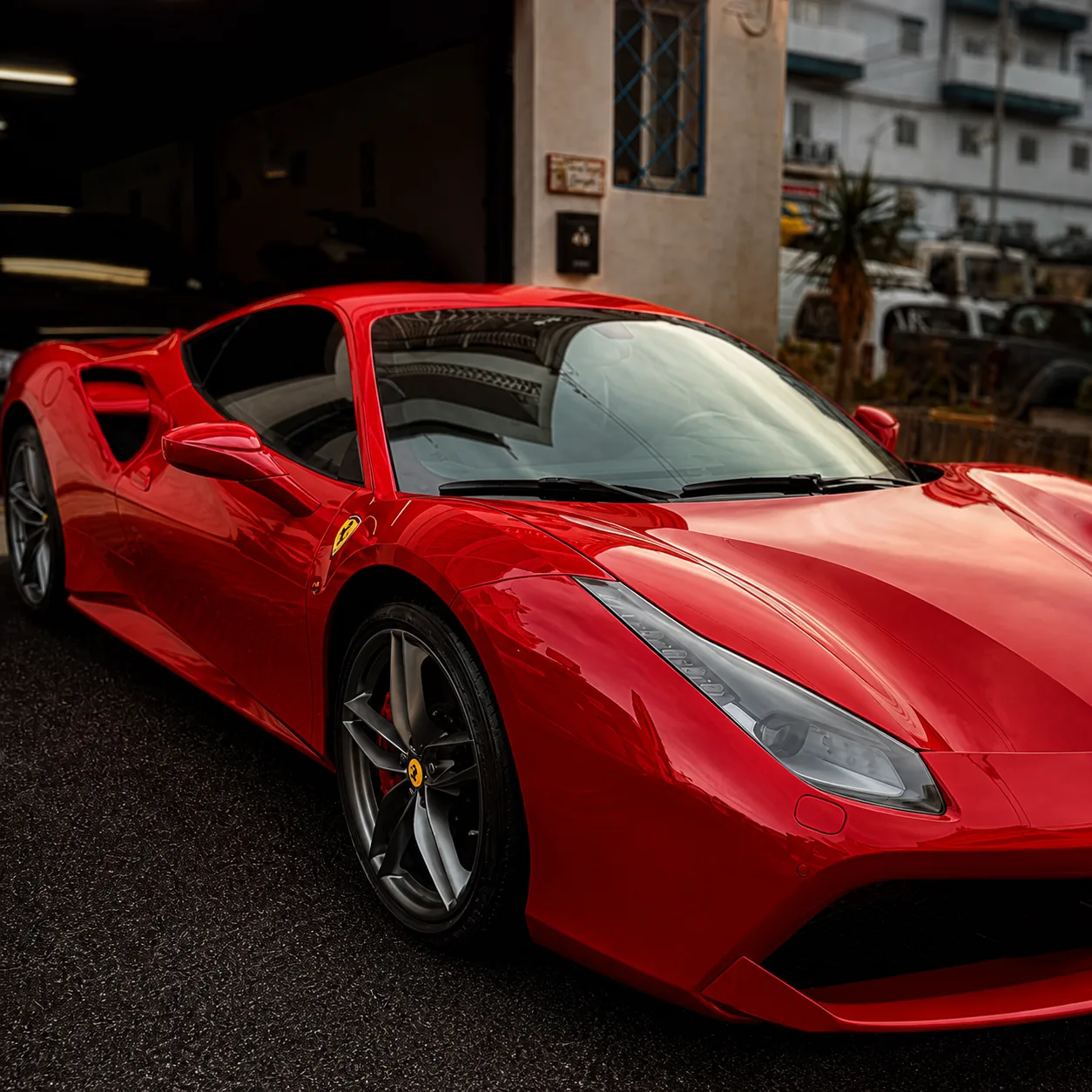 Red Ferrari photographed after a CarShine exterior detail